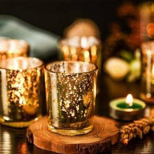 Speckled gold candle holder